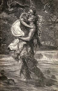 Hiawatha ja Minnehaha, kuvitus Henry Wadsworth Longfellowin (1807-82) runosta 