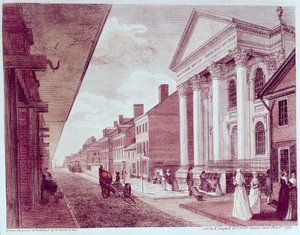 Pääkatu, jossa on ensimmäinen presbyteriankirkko, Philadelphia, 1799 tekijältä American School