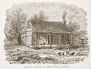 Lincolnin koti Gentryvillessä, Indianassa, kirjapubista. 1896 tekijältä American School