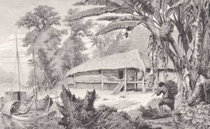 Varakkaan intiankuminkeräilijän talo, Franz Kellerin teoksesta "Amazonin ja Madeiran joet", 1874. tekijältä American School