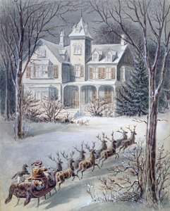 Kuvitus teoksesta Twas the Night Before Christmas kirjoittanut professori Clement Clarke Moore (1779-1863) tekijältä American School