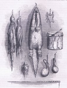 Intialainen lääkekassi, mysteeripilli, taistelut ja rumpu 1661, kuvitus Cassell