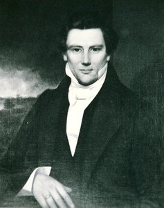 Joseph Smith (1805-44), profeetta mormoniuskonnon perustaja Yhdysvalloissa (litho) tekijältä American School