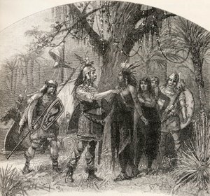 Landing of Northmen, julkaisusta "A Brief History of the United States", julkaissut A. S. Barnes und Co. vuonna 1885 tekijältä American School