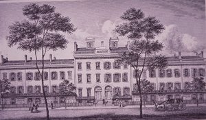 LeRoy Place vuonna 1831, osa nykyistä Bleecker Streetiä Greenwich Villagessa (kaiverrus) tekijältä American School