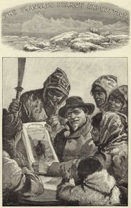 Luutnantti Schwatka näyttää esquimauxille Illustrated London News tekijältä American School
