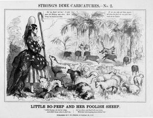 Pikku Bo-Peep ja hänen typerät lampaansa, julkaisija T W Strong, New York, 1861