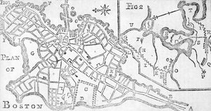 Bostonin kartta, painettu Bickerstaffs Albany Almanackissa, 1776 (tulostus)