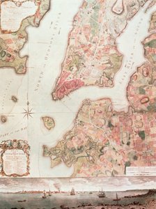 New Yorkin kartta vuosina 1766-67 (akvarelli paperille) tekijältä American School