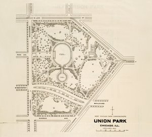 Kartta Union Parkista, Chicagosta, Illinoisista tekijältä American School