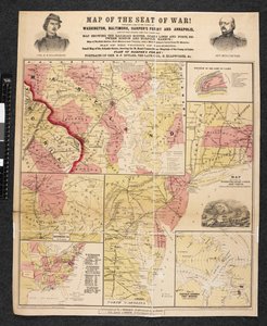 Sodan istuimen kartta. Sisältää kartan Washingtonin, Baltimoren, Harper