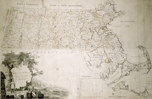 Massachusettsin osavaltion kartta vuodelta 1801 tekijältä American School