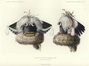 Sayathlian (soturijumala) naamio - etu- ja sivukuvat (värilitra). tekijältä American School