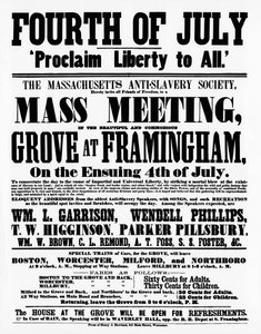 Massachusetts Anti-Slavery Society -juliste, joka julisti vapauden kaikille itsenäisyyspäivänä 1859 (tulostus)