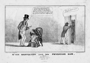 Mr. van Shuffleton ja hänen lääkärinsä Sam, n. 1836 tekijältä American School