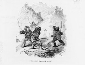 Pohjoinen napa: lapset pelaamassa palloa jäällä - Elisha Kent Kane; Artic Exploration vuosina 1853-1855 (Philadelphia, Childs ja Peterson tekijältä American School