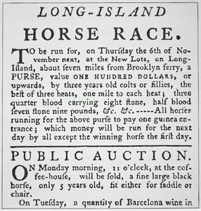 Ilmoitus hevoskilpailusta Long Islandilla, Rivington