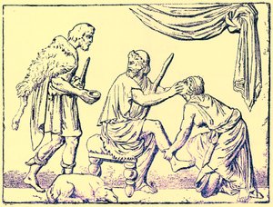 Sairaanhoitajansa tunnistama Odysseus, Victor Duruyn kuvitus Kreikan historiasta, julkaistu 1890 (digitaalisesti paranneltu kuva) tekijältä American School