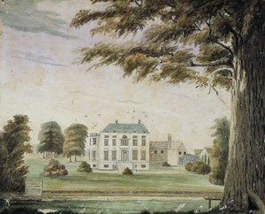 Park House, Englanti: George Flowerin isän Richard Flowerin koti (akvarelli paperille kiinnitettynä levylle) tekijältä American School