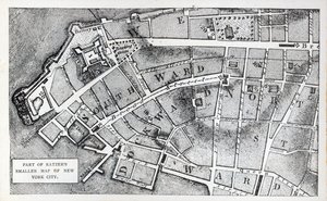 Osa Bernard Ratzerin pienempää New Yorkin karttaa (litho) tekijältä American School