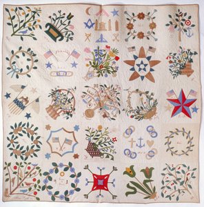 Patriot and Flower -peitto, n. 1860 (puuvilla) tekijältä American School