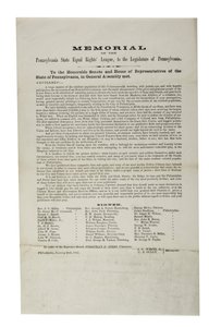 Pennsylvania State Equal Rights League, Pennsylvania State Equal Rights Leaguen muistomerkki, Pennsylvanian lainsäätäjälle, 20. tammikuuta 1865 tekijältä American School
