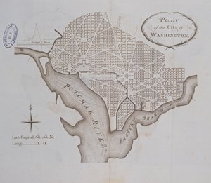 Washingtonin kaupungin suunnitelma, sellaisena kuin se alun perin laadittiin vuonna 1793 tekijältä American School