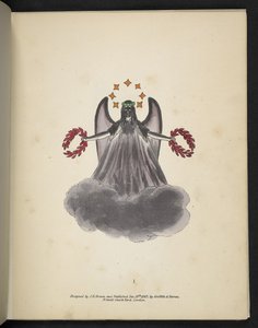 Levy 1. Tumma enkeli.  Spektropia; tai Yllättäviä spektriilluusioita, joissa näkyy haamuja kaikkialla, minkä tahansa värisinä jne. ser. 1.  J.H. Ruskea,  1864 tekijältä American School