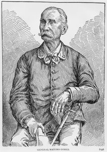 Kenraali Maximo Gomezin (1836-1905) muotokuva Murat Halsteadin Kuuban tarinasta, julkaistu 1898 tekijältä American School