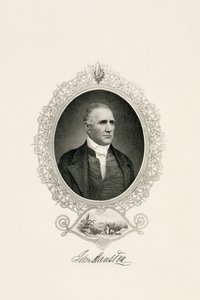 Muotokuva Sam Houstonista kaupunkinäkymällä, c. 1855-c. 1860 (teräspintainen kaiverrus kudospaperille) tekijältä American School