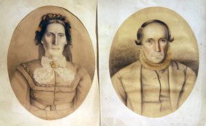 Aviomiehen ja vaimon muotokuva, n. 1880 (värilliset liidut paperille) tekijältä American School