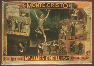 Juliste, joka mainostaa herra James ONeilliä Edmond Dantesina Charles Fichterin versiossa Monte Criston kreivistä