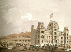 Railroad Depot, Chicago Illustrated, James W. Sheahanin kirjalliset kuvaukset, julkaisija Jevne & Almini, Chicago, 1866-67 tekijältä American School