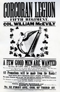 Corcoran Legionin rekrytointijuliste, 1862 (painettu paperi)