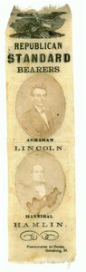 Republican Standard Bearers, Abraham Lincoln ja Hannibal Hamlin, 1860 (painettu tekstiili) tekijältä American School