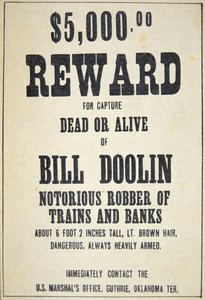 Bill Doolinin (1858-96) palkintojuliste (litho) tekijältä American School