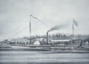 Robert Fultonin höyrylaiva "Clermont", Hudson-joella, New Yorkissa tekijältä American School
