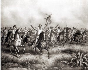 Rough Riders: eversti Theodore Roosevelt, Yhdysvaltain komentaja San Juan Hillissä, Santiago, Kuuba, 1898 tekijältä American School