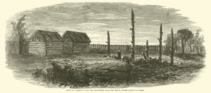 Garretts Barnin ja ulkotalojen rauniot lähellä Port Royalia, missä Booth ammuttiin, huhtikuu 1865
