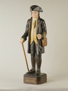 Diedrich Knickerbockerin veistos, joka seisoi Knickerbocker Hallissa New Yorkissa, n. 1850-67 (maalattu puu) tekijältä American School