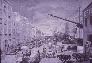 South Street Seaport 1870-luvulla, New York City (kaiverrus) tekijältä American School