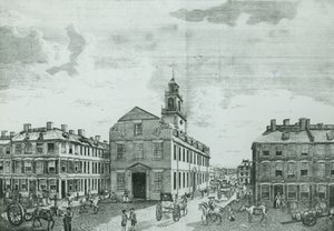 Lounaisnäkymä Old State Housesta, Boston, 1881 tekijältä American School