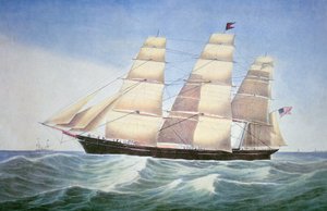 Suvereign of the Seas, Nathaniel Currierin litografia (1813-88) tekijältä American School