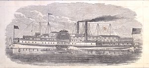 Steamship Drew, Ticket for the Peoples Evening Line, Albany - New York, käänteinen (kaiverrus [lippu]) tekijältä American School