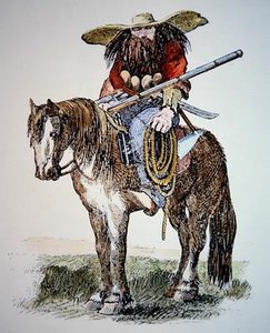 Texas Ranger -sarjakuva, joka kuvaa urbaania itäistä näkymää villiin ja karvaiseen Rangeriin tekijältä American School