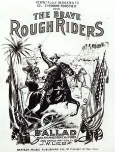 "The Brave Rough Riders", laululevyn kansi, paina Bartsch Music Publishing Co, New York tekijältä American School