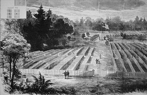 Hautausmaa Andersonvillen sotavankileirillä (litho) tekijältä American School