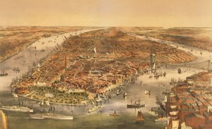 New Yorkin kaupunki, pubi. Currier ja Ives, 1870 tekijältä American School