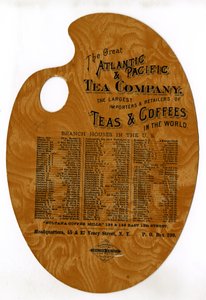 The Great Atlantic & Pacific Tea Company, maailman suurimmat teen ja kahvin maahantuojat ja jälleenmyyjät (stanssattu painettu puinen paletti) tekijältä American School