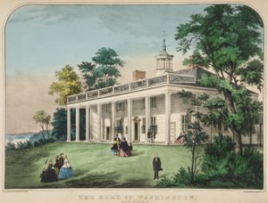 Washingtonin koti, Mount Vernon, Va., pub. n. 1857 (väri litho) tekijältä American School